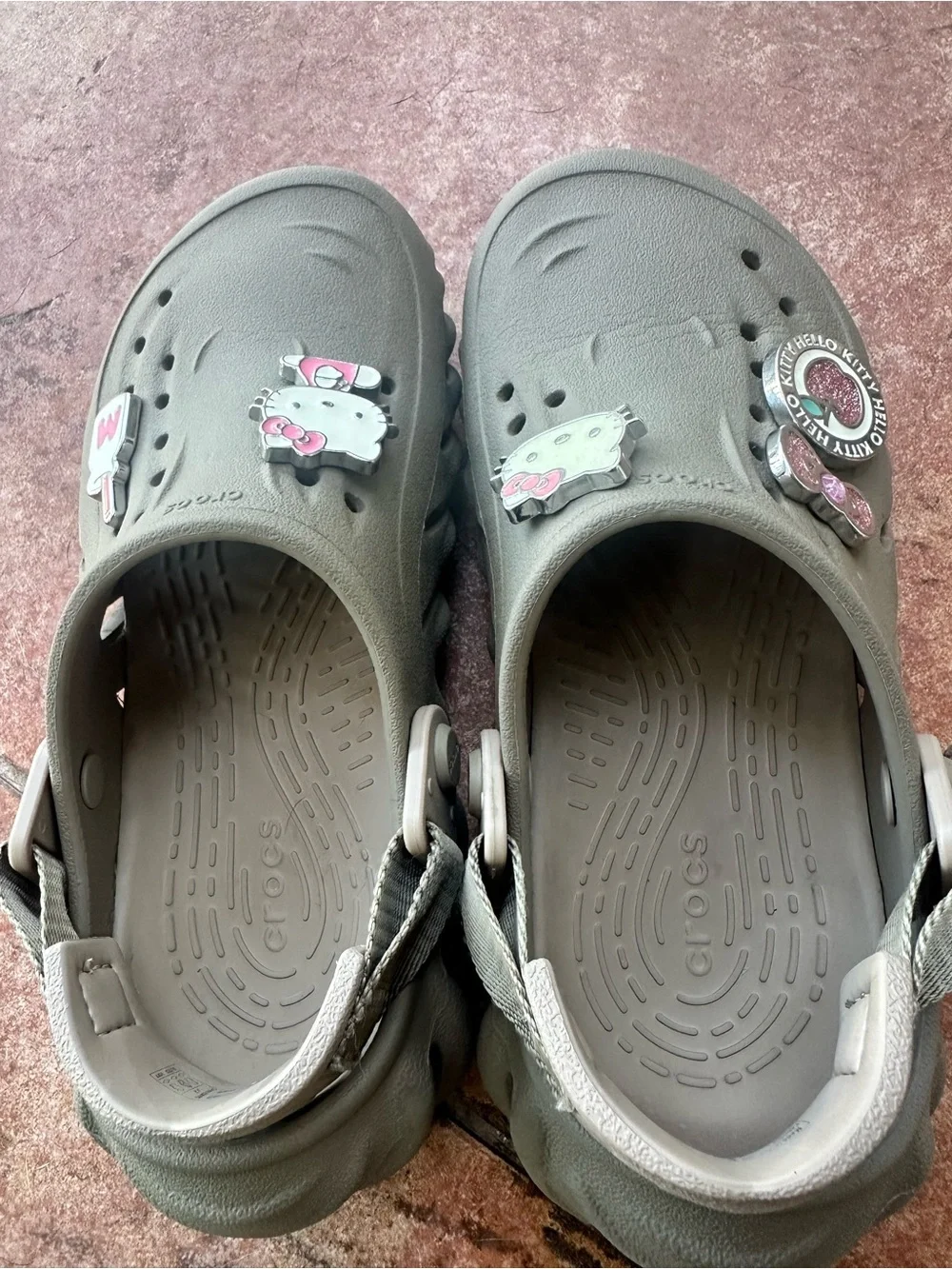 CROCS Kids Tan Clogs with Hello Kitty Charms